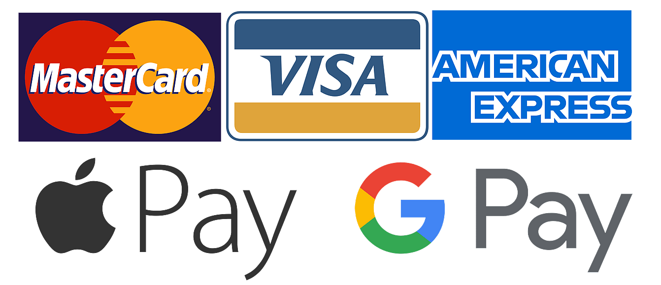 Mastercard, Visa, American Express, Apple Pay and Google Pay